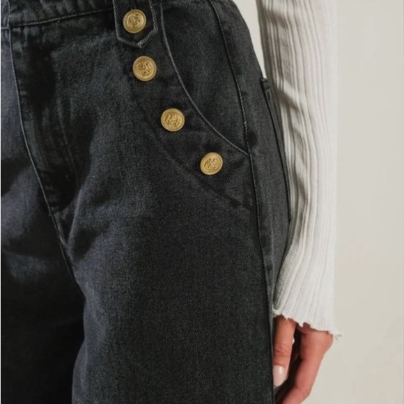 🩵NWT🩵 FREE MARKET WASHED BLACK HIGH WAISTED WIDE LEG BELL BOTTOM JEANS SZ M-28” - Picture 4 of 7